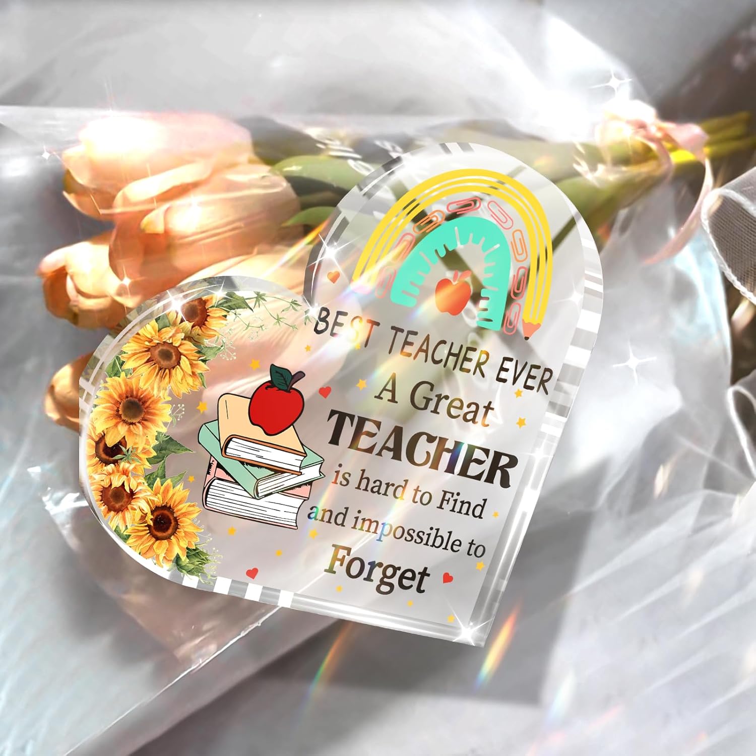 Petitian Ideas de regalo para mujeres, regalos acrílicos de corazón transparente, recuerdo de pisapapeles para el día de la madre, cumpleaños,