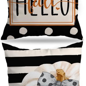 Hello Fall – Fundas de almohada con lazo de calabaza, 18 x 18 pulgadas, juego de 2 fundas de almohada de temporada de otoño de Acción de Gracias, Hello Fall – Fundas de almohada con lazo de calabaza, 18 x 18 pulgadas, juego de 2 fundas de almohada de temporada de otoño de Acción de Gracias,