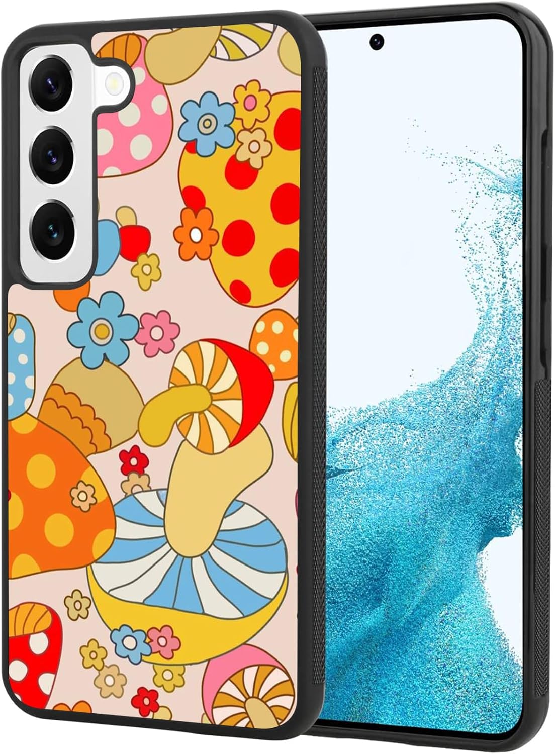 UNNKINE Bonita funda de flores para Samsung Galaxy S23 Plus para niñas y mujeres, diseño de hongos, TPU suave, parte trasera dura, a prueba de
