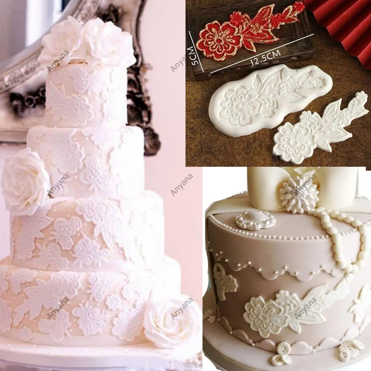 Anyana 2 unids Vintage flor vid azúcar encaje silicona fondant impresión molde pastel decoración herramientas Sugarcraft glaseado chocolate medallón