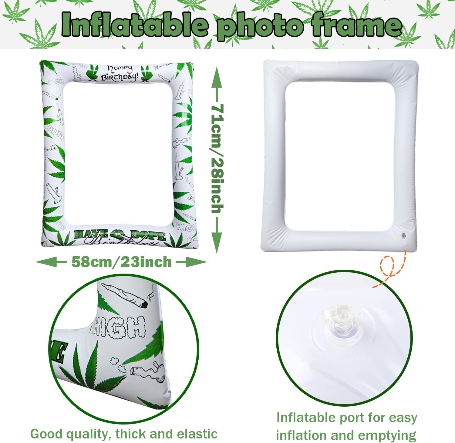 Fiesta de cumpleaños con temática de marihuana inflable para cabina de fotos y selfies, marihuana gigante, marihuana, marihuana, decoración de