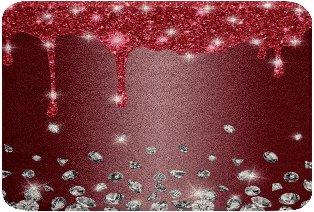 Feelyou Tapetes de baño de 16 x 24 pulgadas con estampado de purpurina (sin brillantina), tapetes de baño para baño, alfombras de baño brillantes de