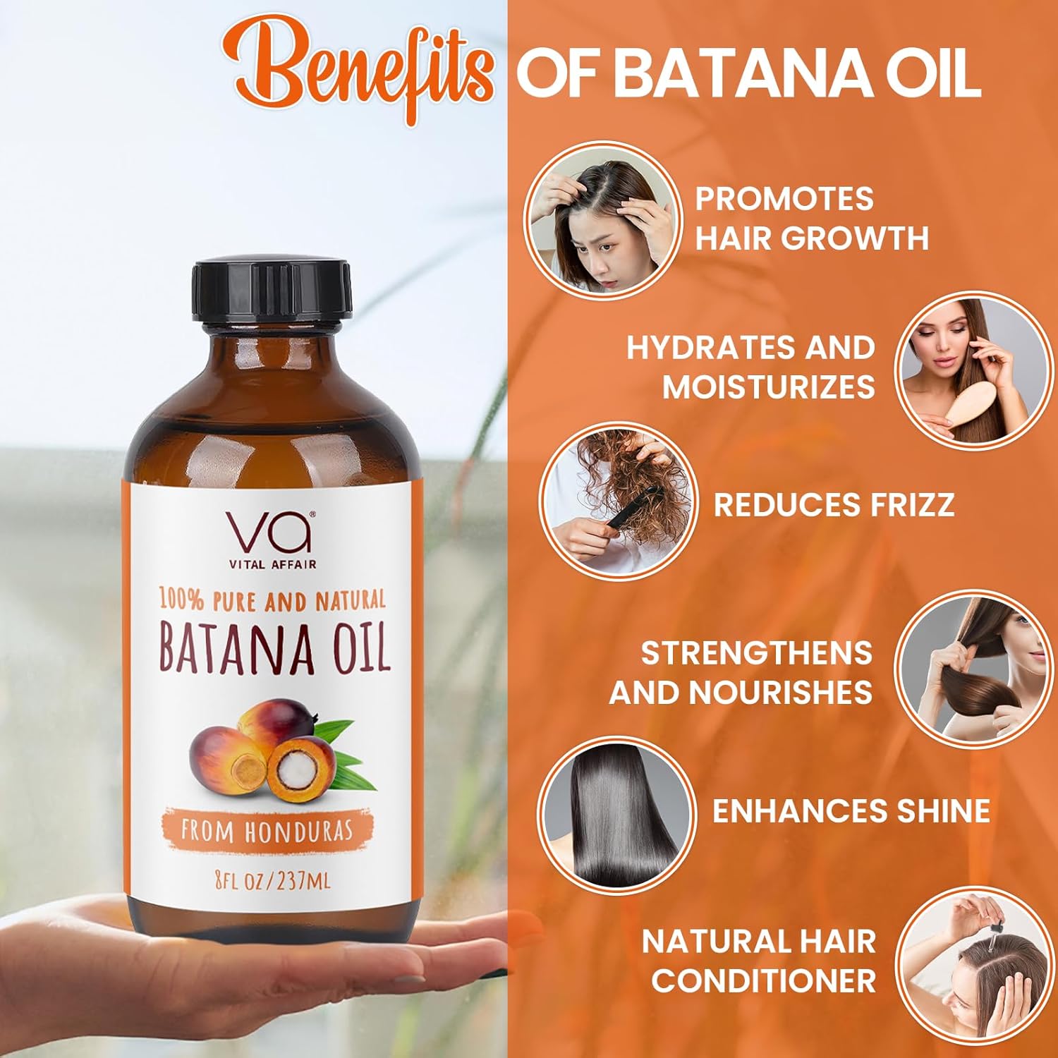 Aceite de batana para el crecimiento del cabello, aceite de batana 100% crudo de Honduras, botella de vidrio, aceite para el crecimiento de la piel