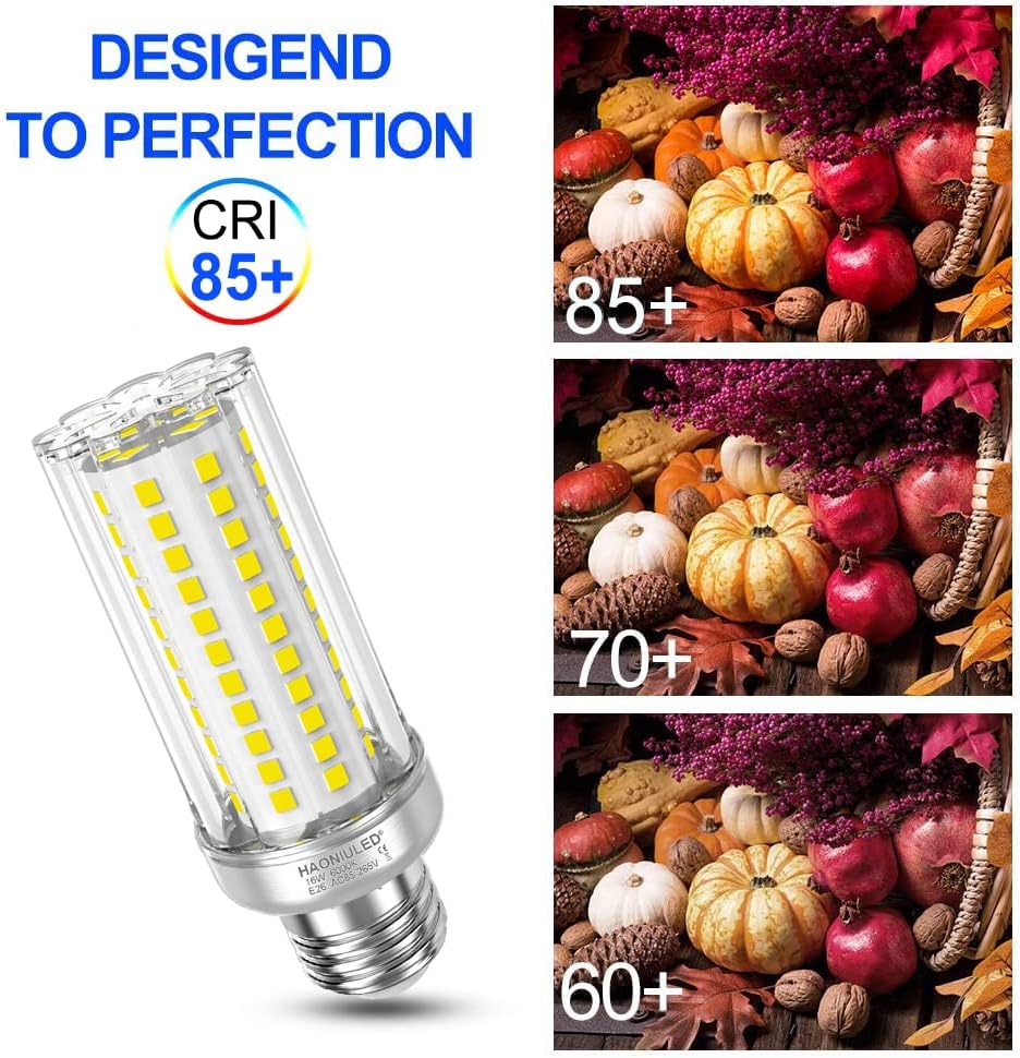Bombilla LED de maíz con base E26 de 16 W, equivalente a 150 W, blanco frío, 6000 K, 1900 lúmenes, no regulable, adecuada para el hogar, interior,