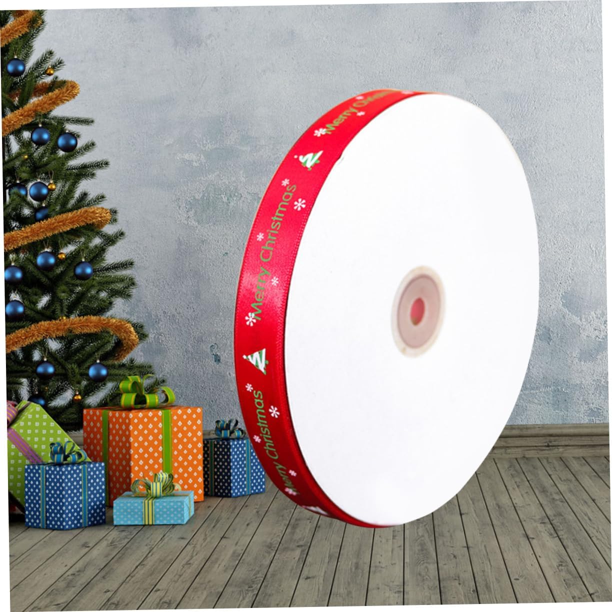 EXCEART 2 unids Navidad Impreso Cintas de Alambre Cinta de Satén de Navidad Cinta de Embalaje Cintas Artesanales Cintas de Fabricación de Cintas de