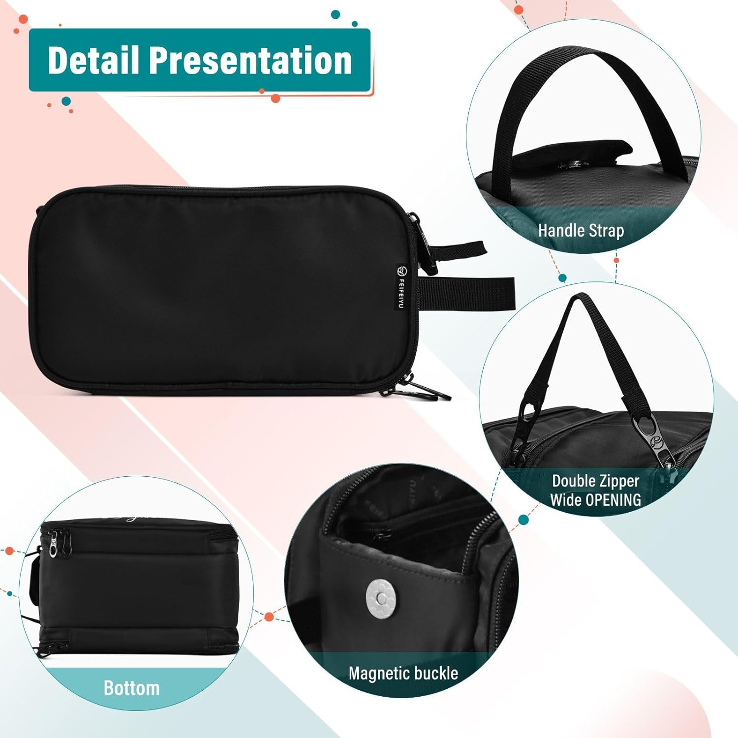 Bolsa de maquillaje personalizada verde claro, bolsa de aseo de gran capacidad, bolsa de cosméticos para viajes, bolsa de cepillo de ducha para
