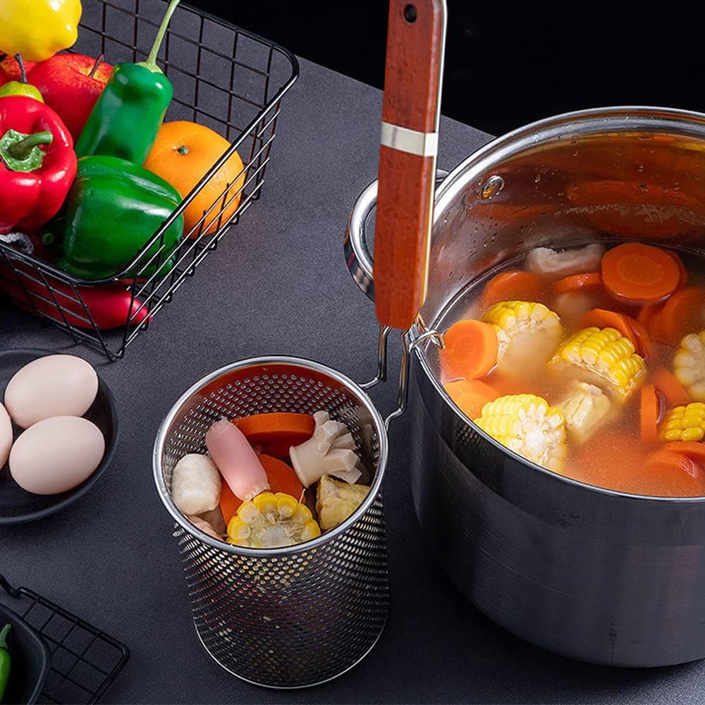 Colador de pasta de acero inoxidable microperforado con asa, colador de fideos para albóndigas de alimentos, cesta de pasta de fideos colados, 2