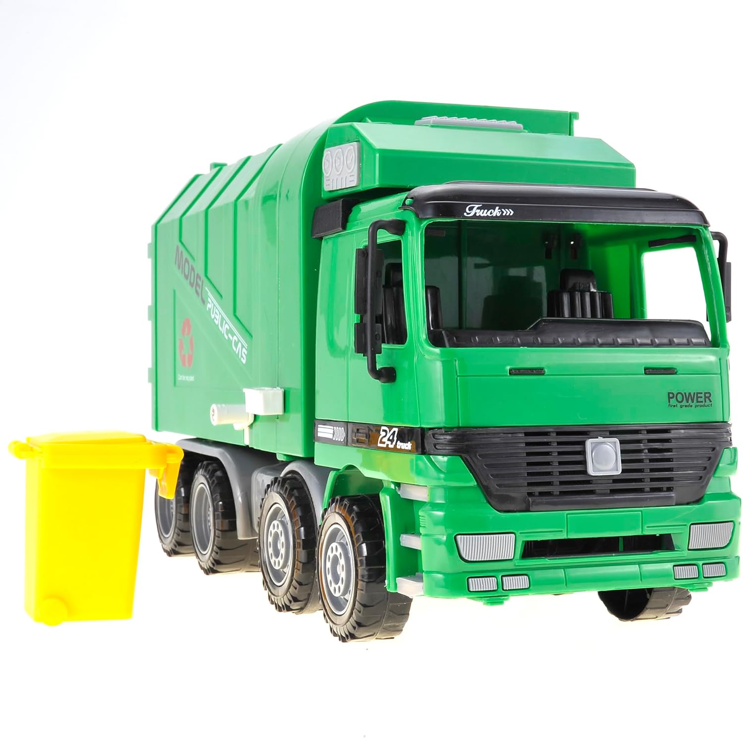 PowerTRC Juguete de camión de basura Push & Go de 15 pulgadas  Juguete realista de camión recolector de basura alimentado por fricción para niños a