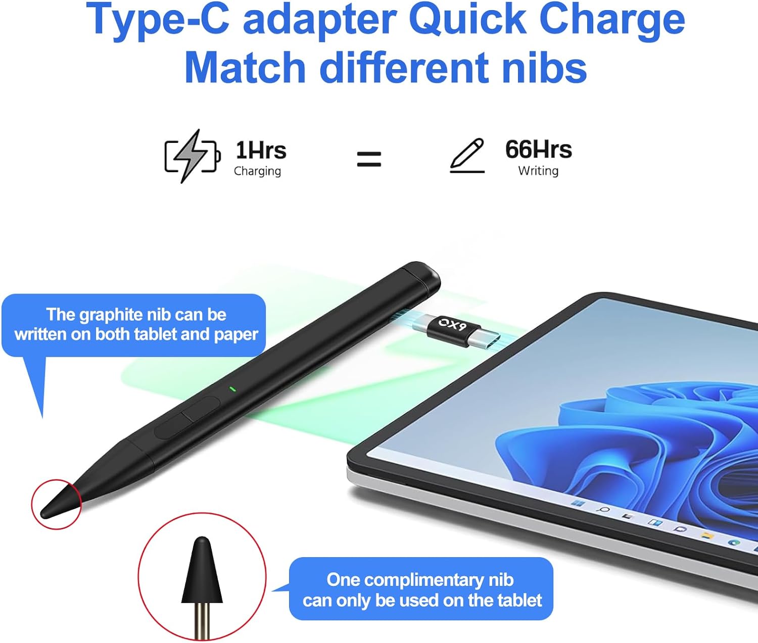Slim Pen 2 para Microsoft Surface con presión 4096, borrador y clic derecho, rechazo de palma, punta de grafito, para Surface Pro 9876543X, Surface