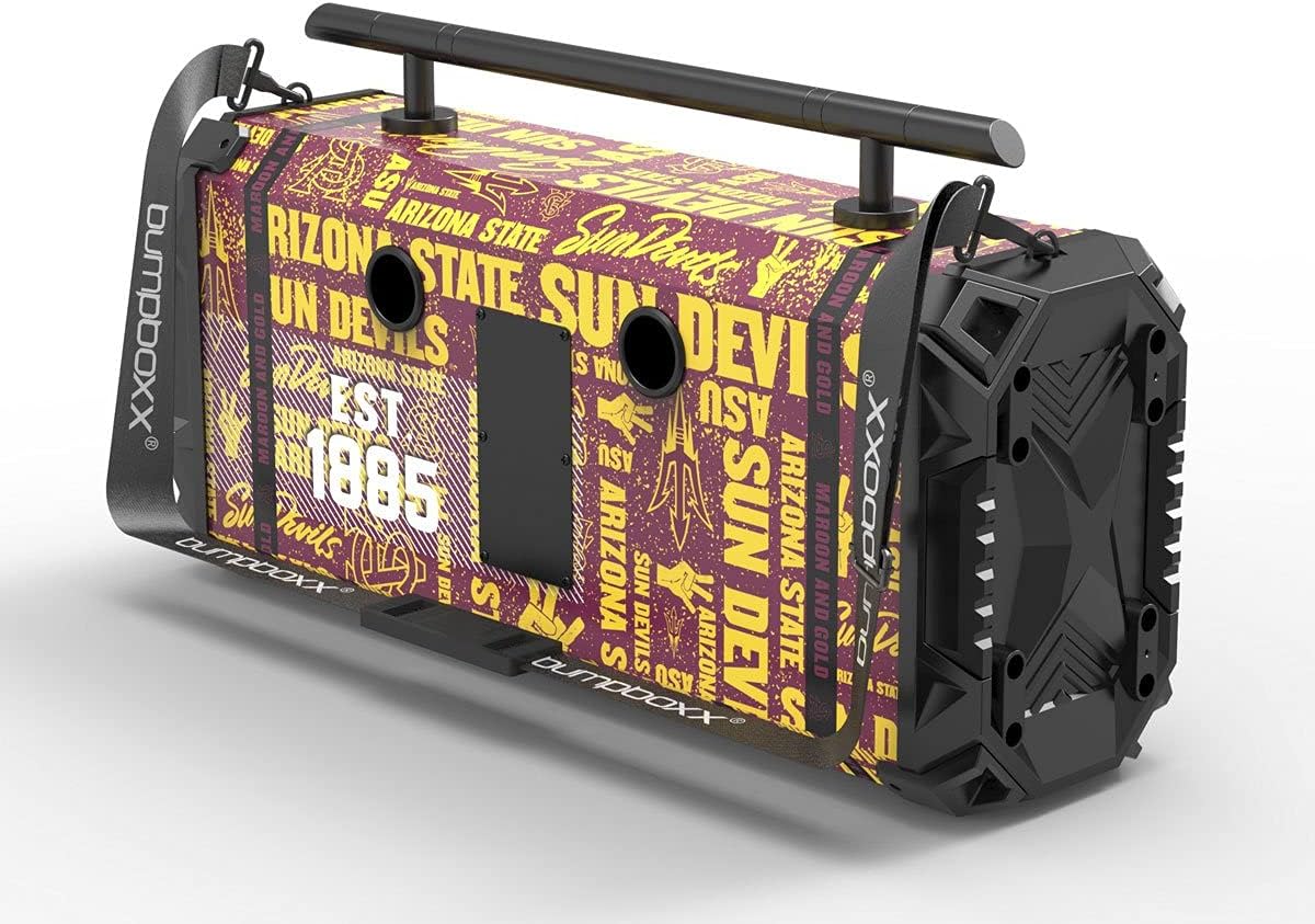 Bumpboxx Altavoz portátil Bluetooth Boombox Flare8 NCAA Arizona St  Boombox retro con altavoz Bluetooth  Batería de litio recargable  Incluye