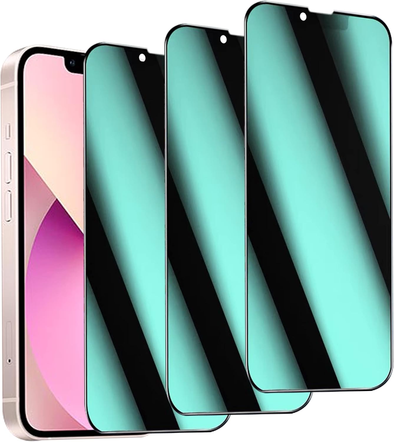 Paquete de 3 compatibles con iPhone 1413 y compatibles con iPhone 13 Pro, protector de pantalla de privacidad, bolsa de aire, antiluz azul, película