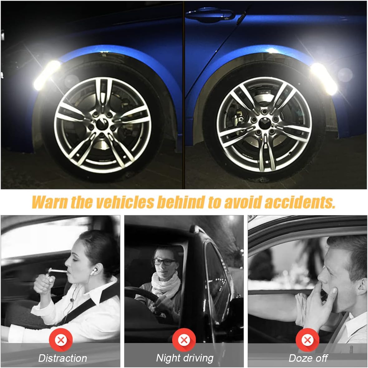 2 calcomanías 3D súper reflectantes, tiras de fibra de carbono para cejas, advertencia de seguridad, borde de puerta lateral de automóvil,