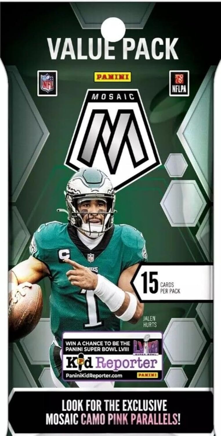 2023 Panini Mosaic NFL Football Cello Value Pack Box 12 Sealed Packs of 15 Cards Per Pack, 180 Cards in all Official NFL Licensed Trading Cards