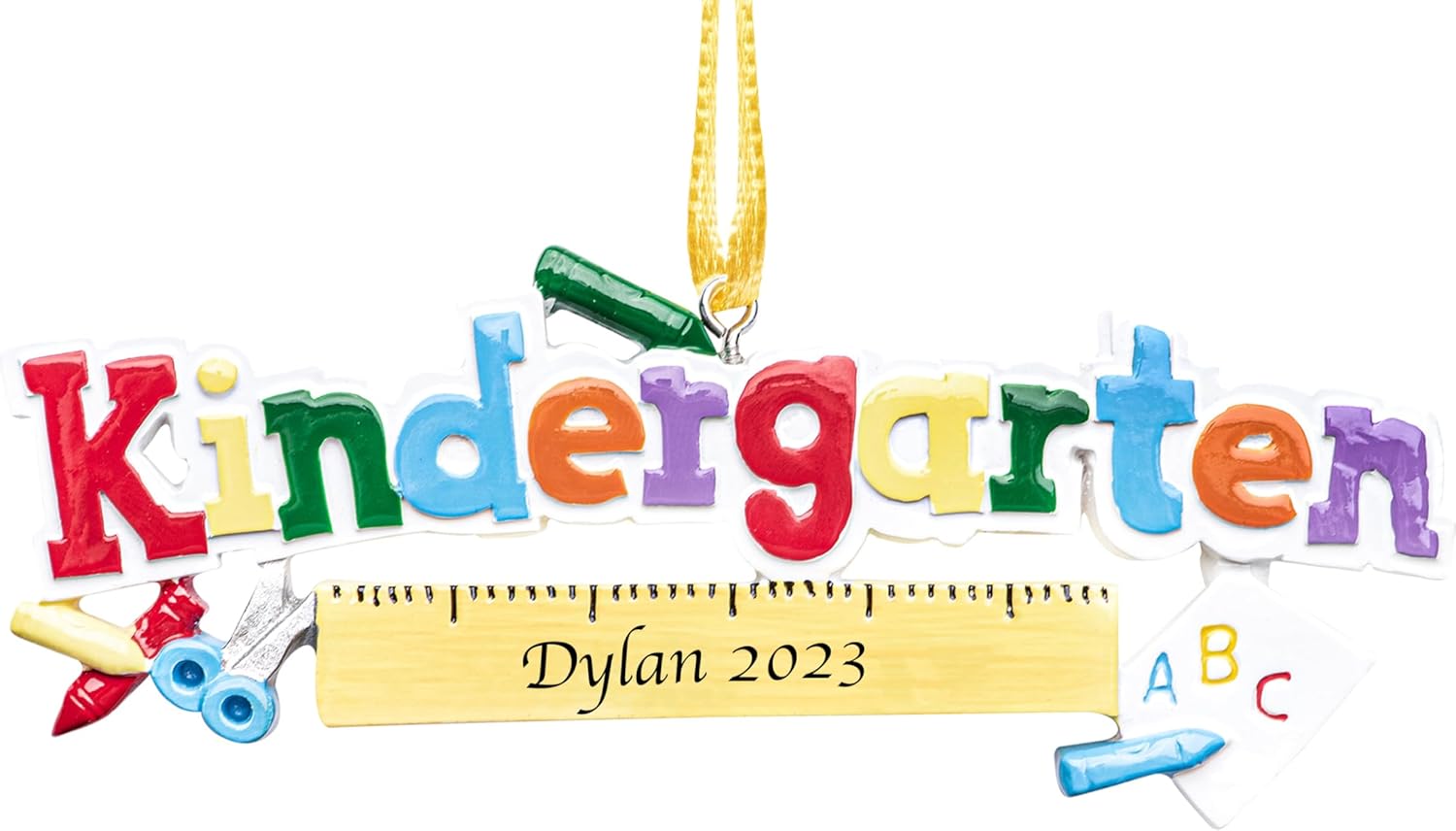 Adorno de Navidad personalizado para jardín de infantes 2023  Personalización gratuita  Decoración colorida de palabras con regla para el árbol de