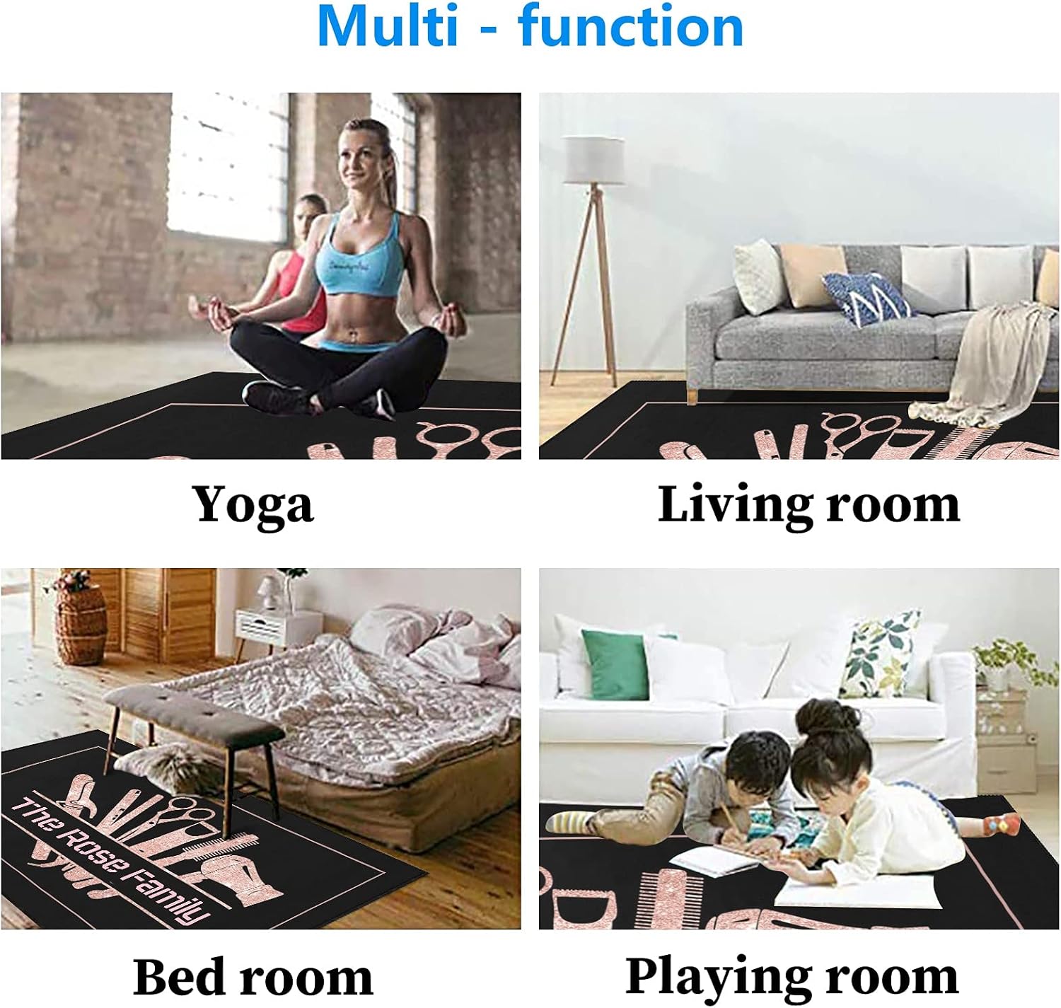 Alfombra personalizada con purpurina rosa para sala de estar, yoga, dormitorio, sala de juegos, camping, 4 x 5.2 pies