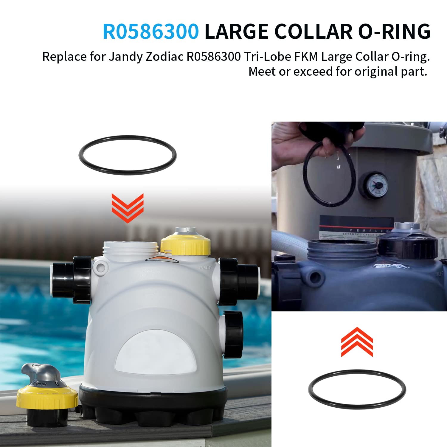Paquete de 2 juntas tóricas de collar grande R0586300 para Jandy Zodiac Nature 2 Fusion, Fusion Soft, Fusion Inground y Vision Pro Aboveground