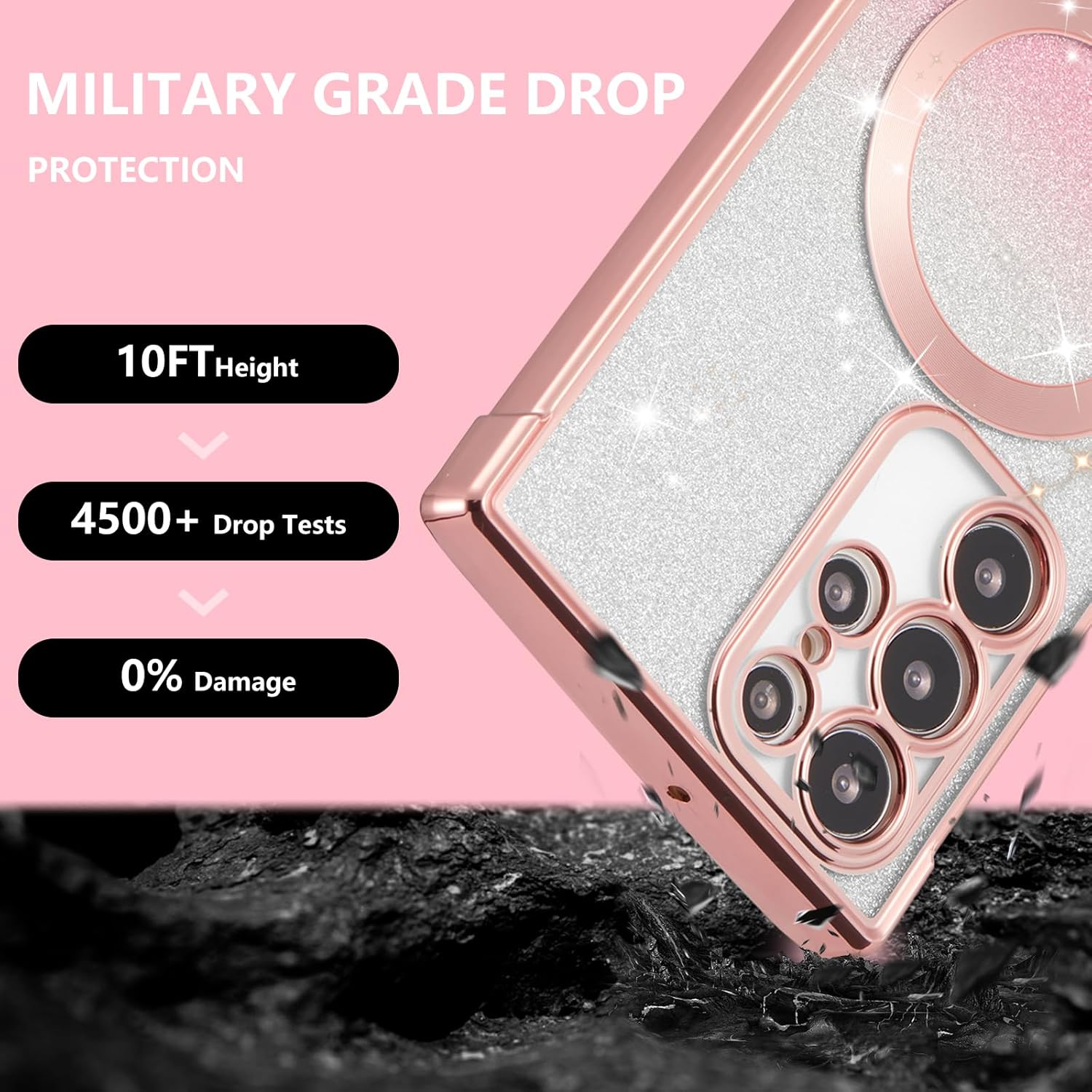 ZTOFERA Funda magnética para Samsung Galaxy S22 Ultra 5G con purpurina degradada, compatible con MagSafe, funda protectora de poliuretano