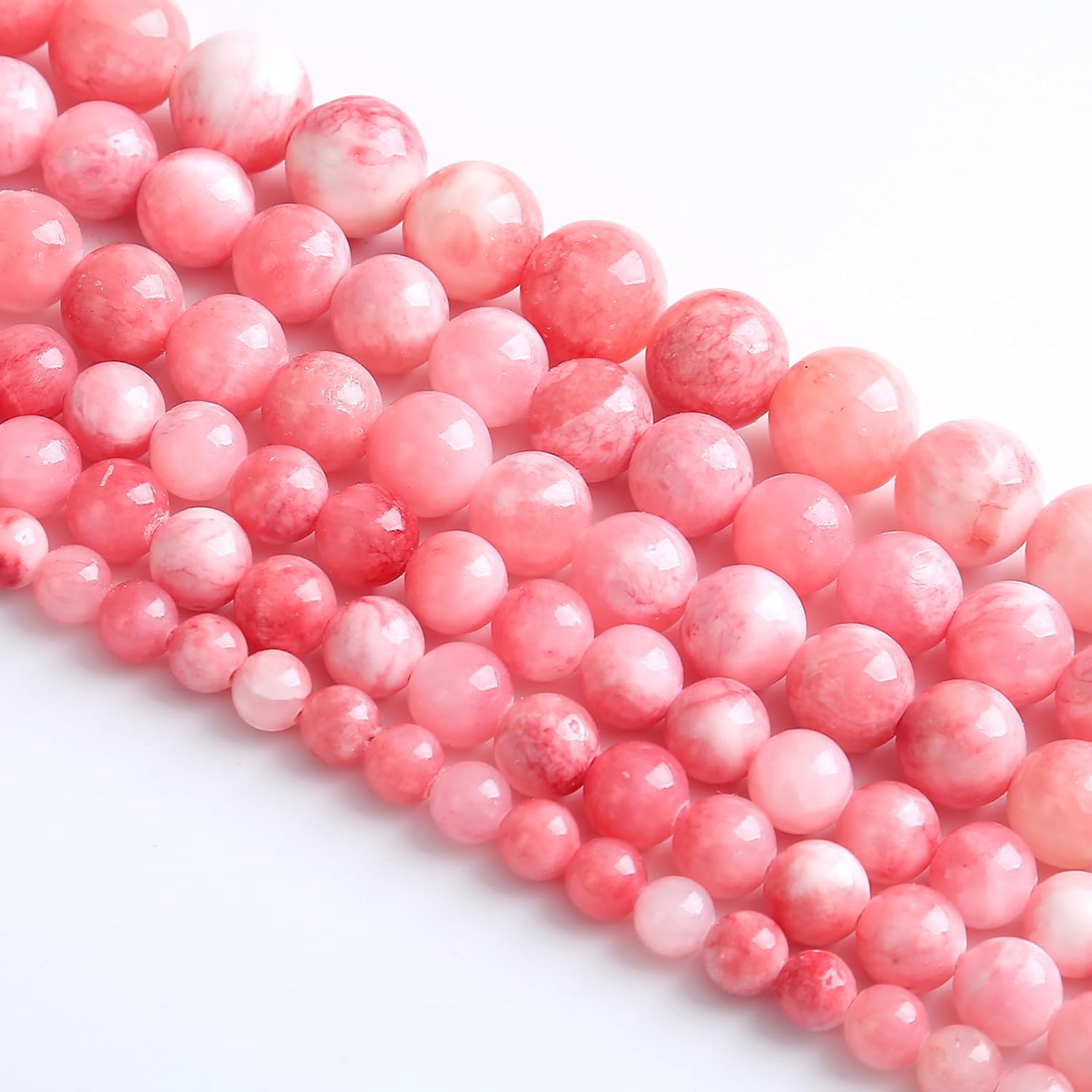 Cuentas sueltas de jade persa rosa de 0.315 in, 46 unidades, para hacer joyas, pulseras y collares