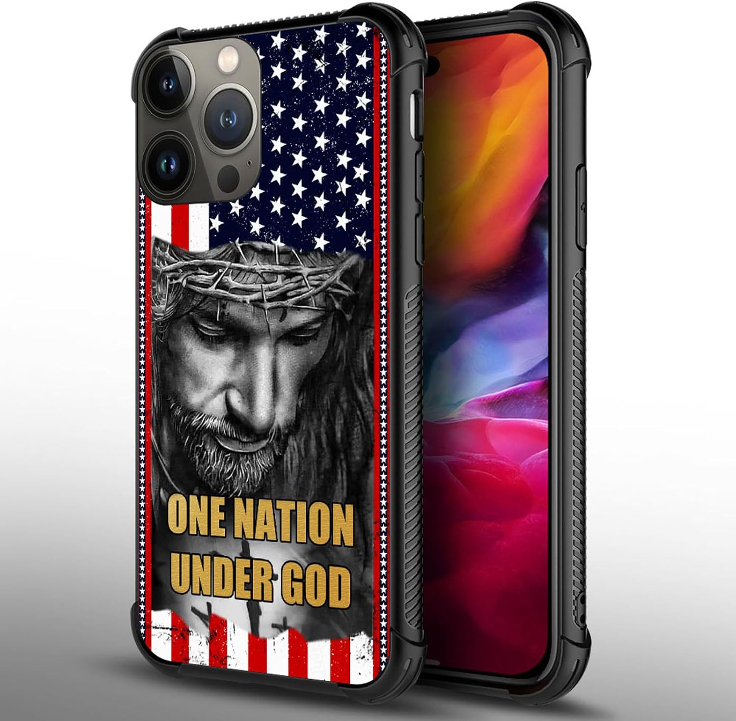 DAIZAG Funda compatible con iPhone 15 Pro Max Christian Jesus American Flag Bible Phone Case a prueba de golpes suave funda para teléfono para niños