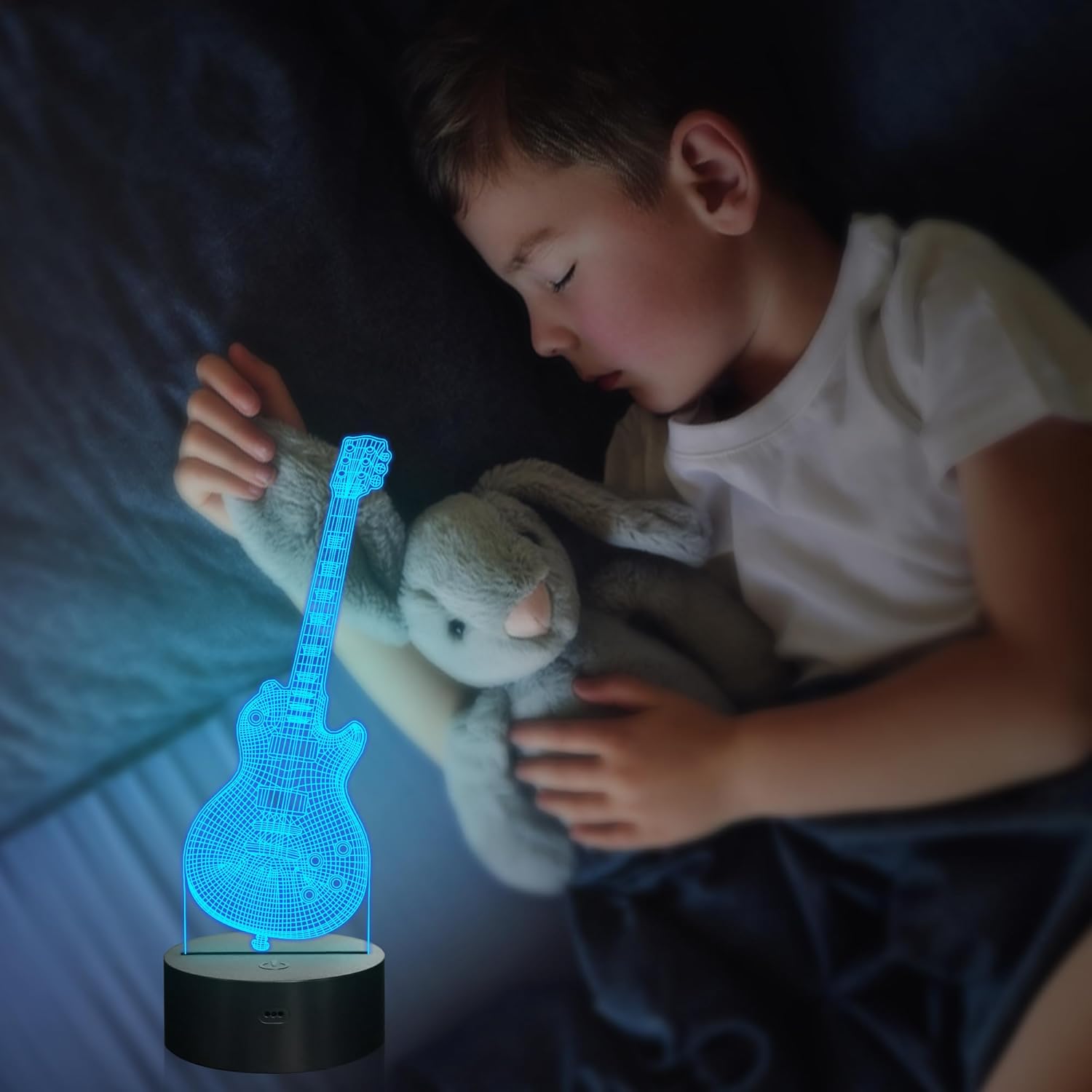 Attivolife Lámpara de guitarra de regalo para guitarra eléctrica, luz nocturna 3D con control remoto + temporizador, lámpara de escritorio que