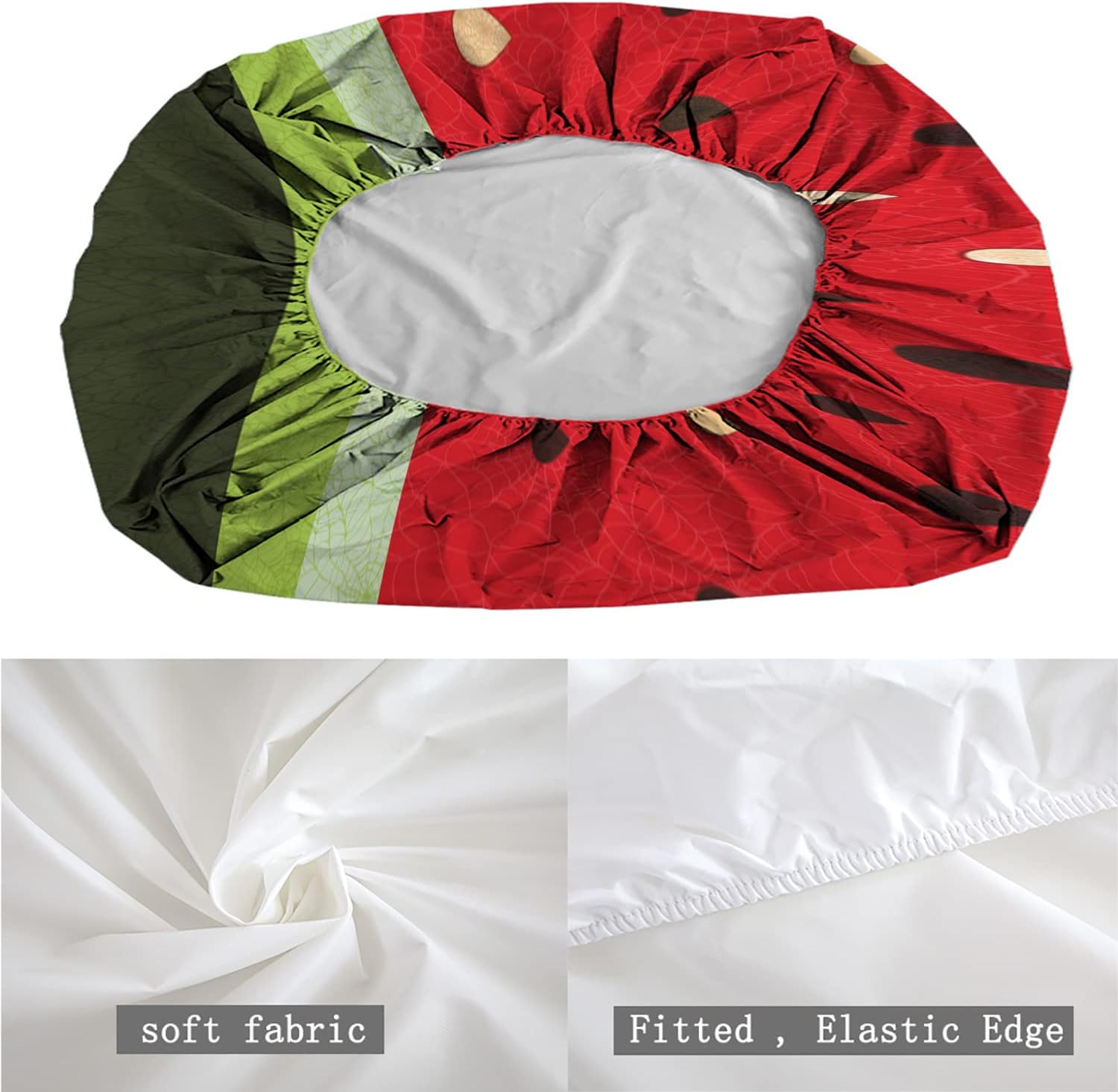 Nature Theme – Sábana bajera ajustable de tamaño individualindividual XL, patrón de macro fruta de sandía, juego de ropa de cama de 2 piezas con