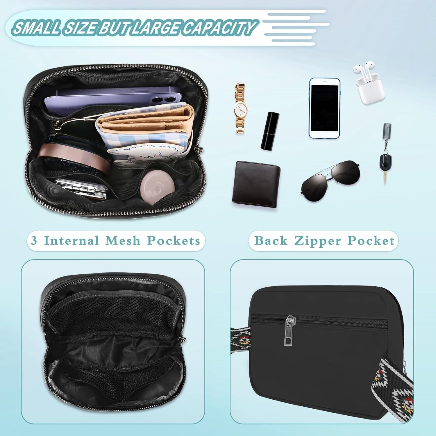 Riñonera transparente aprobada para estadios, bolsa de cinturón transparente, cangurera transparente para mujeres y hombres con correa ajustable,