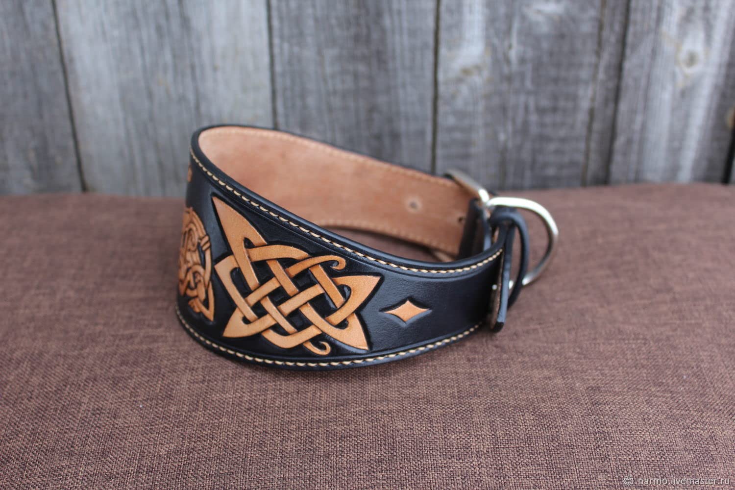 Viking, Celtic Knot, Norse, Nordic, Scandinavian, Adjustable Leather Collar, Padded Leather Dog Collar, Handmade 3D Genuine Leather Dog Collar,