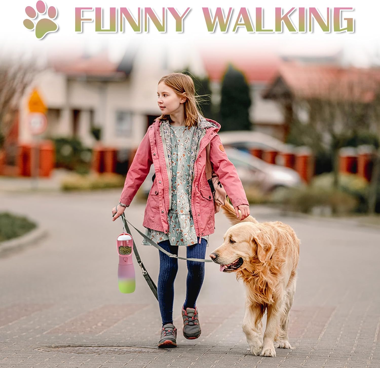 MITOCAPY Botella de agua portátil para perros, dispensador de agua para perros de gran capacidad de 19 onzas, a prueba de fugas, accesorios para