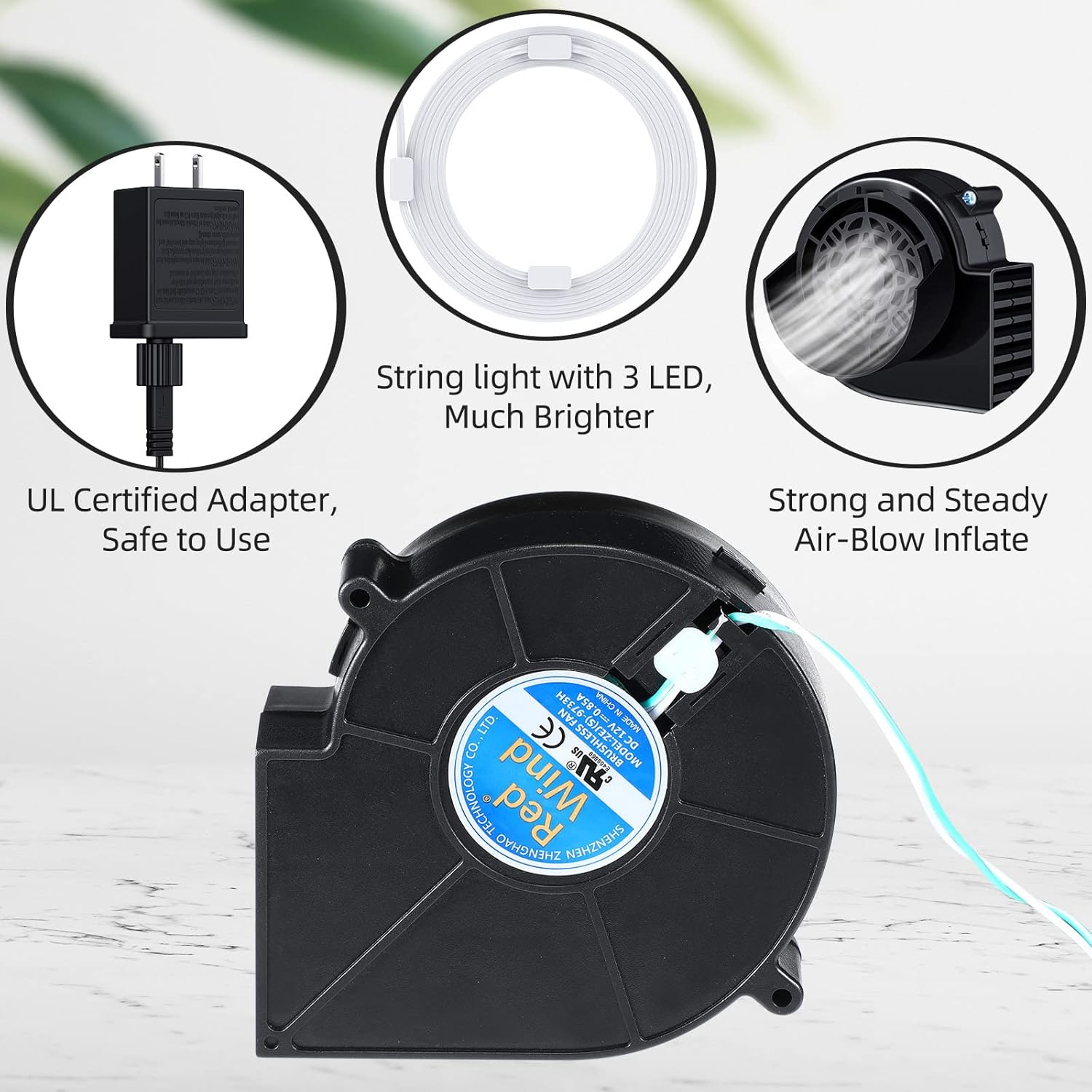 Saillong Paquete de 2 sopladores de aire para inflables, motor de repuesto de ventilador de aire para decoración inflable de jardín, patio, césped,