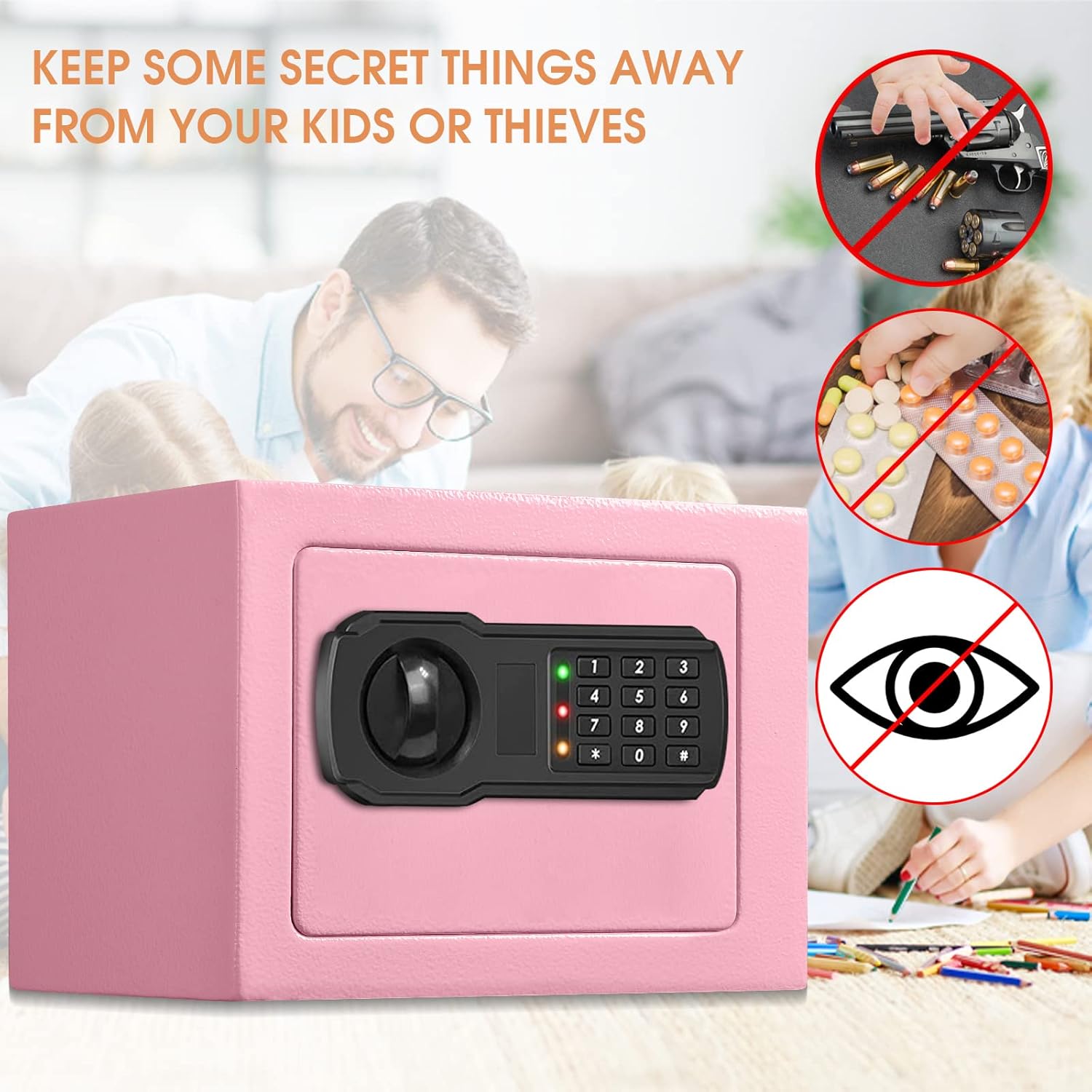 Caja de seguridad pequeña ignífuga por dinero, 0.23 pies cúbicos Mini caja fuerte ignífuga con cerradura de combinación, caja fuerte digital para