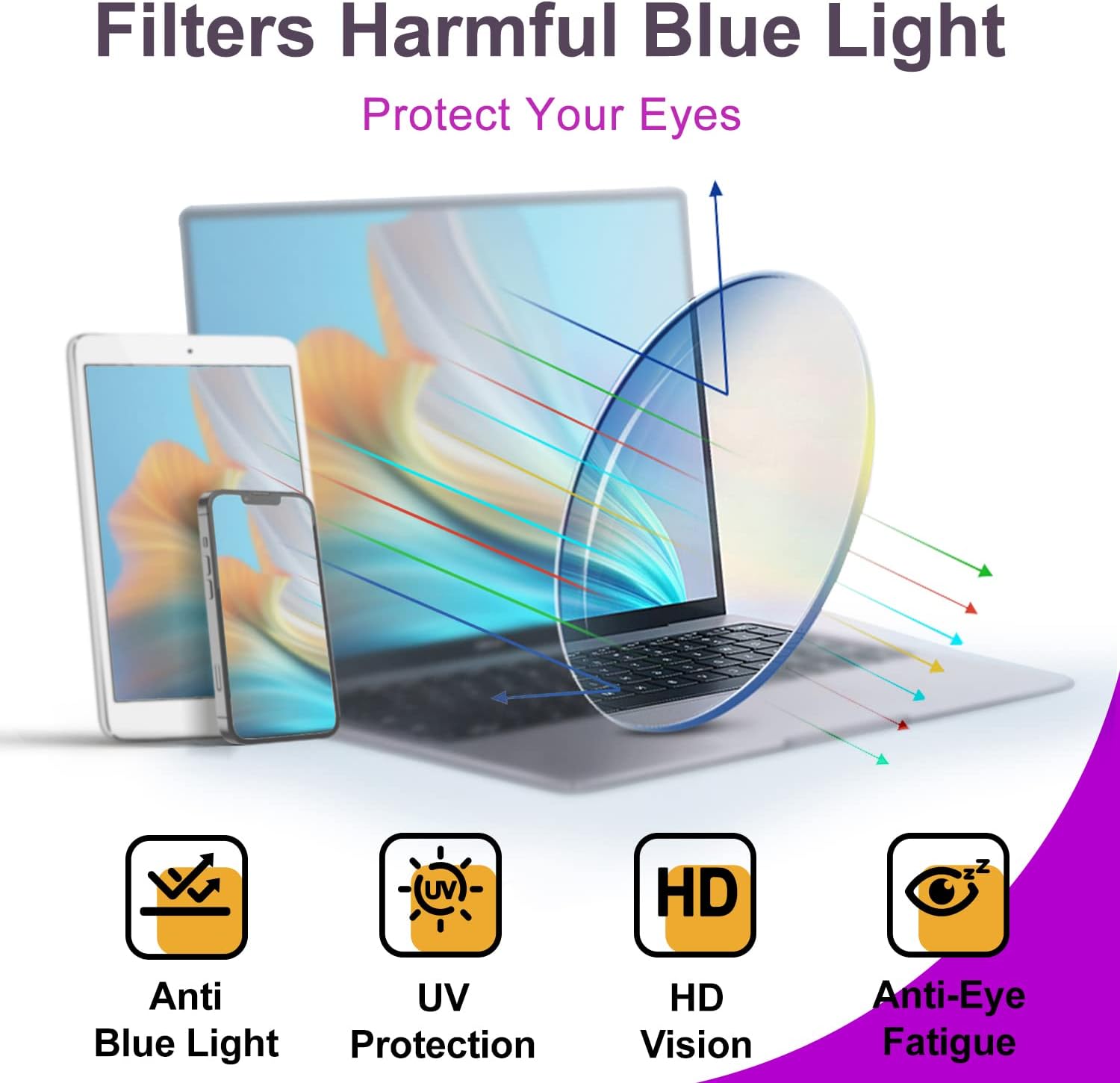 VISOONE – Lentes para bloqueo de luz azul, rectangulares, elegantes, estilo preparatoria, multicolor, marco para mujeres y hombres, diseño River
