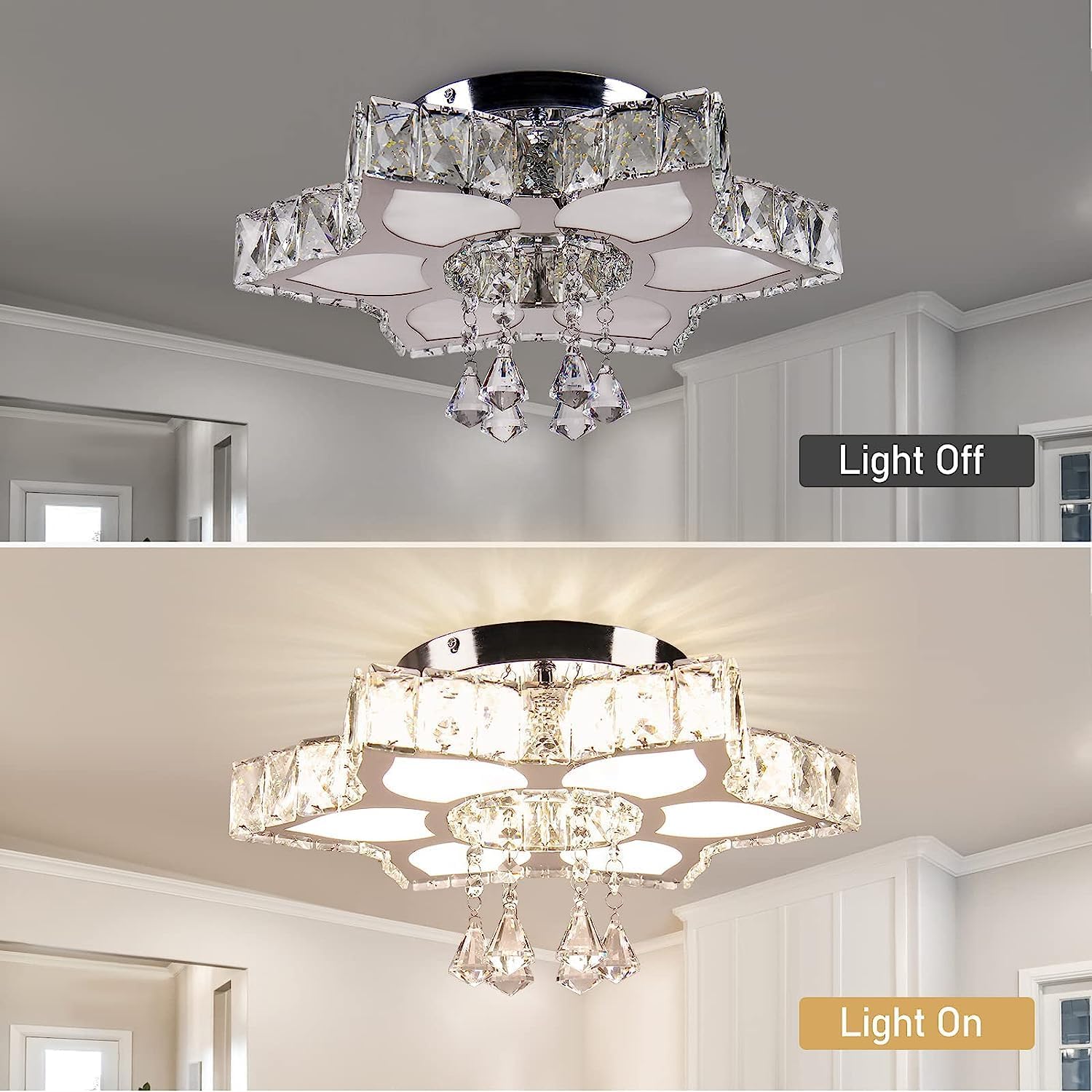 16.1 Candelabros de cristal modernos LED en forma de flor, lámpara de techo empotrada para dormitorio, sala de estar, comedor, pasillo, vestíbulo