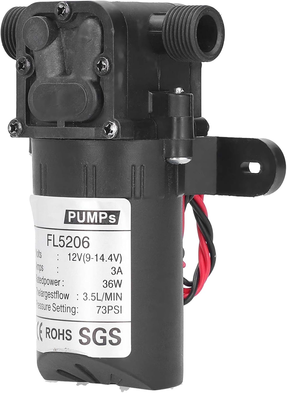 Bomba de diafragma micro automática de demanda de 12 pulgadas,Bomba autocebante 73PSI 12V 36W,Bomba de agua eléctrica del rociador 3.5LMIN