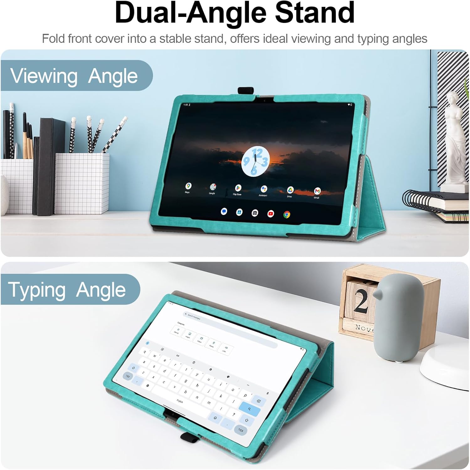 RSAquar Funda para T-Mobile Revvl Tab 5G 2023 lanzada, funda de poliuretano premium con encendido automático, correa de mano y soporte plegable,