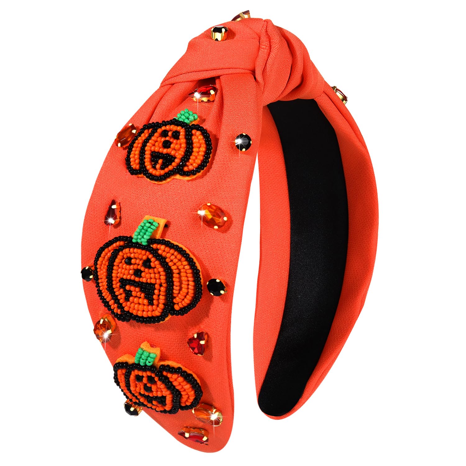 Diademas de Halloween para mujer, accesorios de Halloween, diadema anudada con cuentas de truco o trato, diadema anudada con diamantes de imitación,