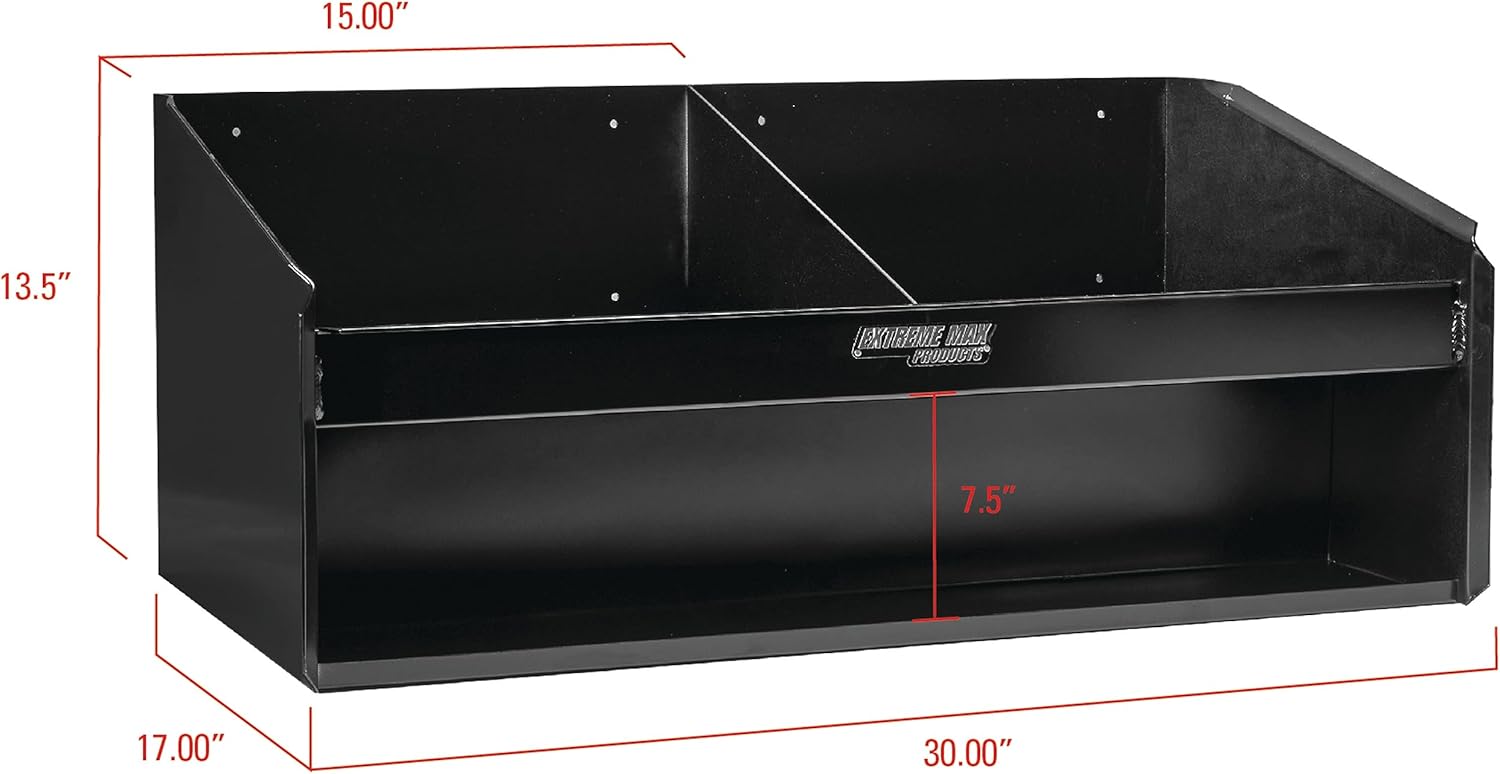 Extreme Max 5001.6139 Organizador de gabinete de aluminio para montaje en pared de doble casco para remolque de carreras cerrado, tienda, garaje,