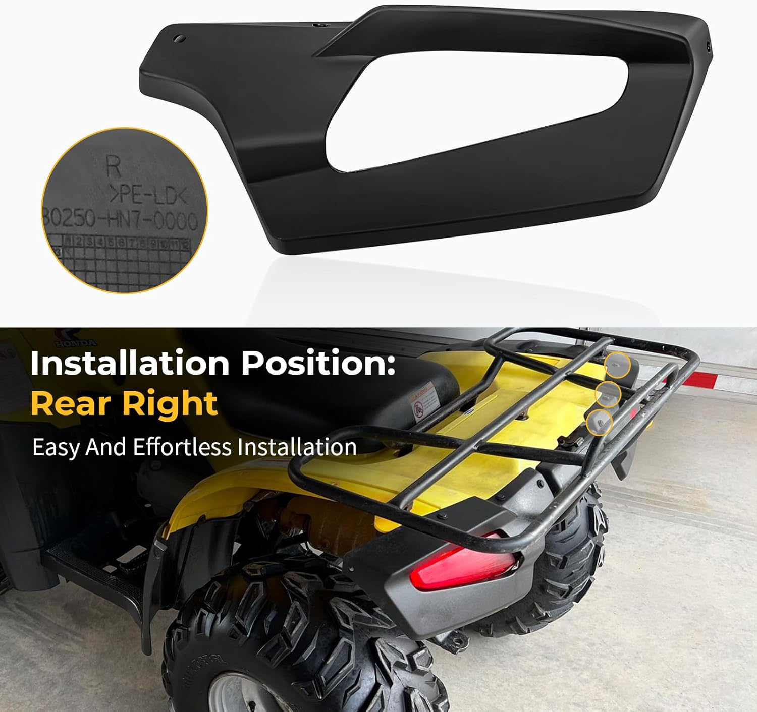 Guardabarros trasero derecho contra salpicaduras para Honda Rancher 350 Rancher 400 2004-2007 TRX350FE TRX350FM TRX350TE TRX350TM TRX400FA TRX400FGA