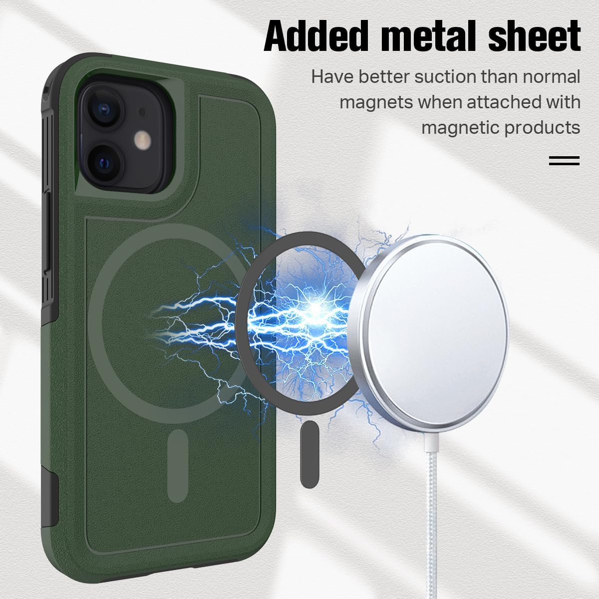 Funda magnética para iPhone 11, iPhone XR, compatible con carga inalámbrica MagSafe, a prueba de golpes, funda protectora fuerte y duradera, color