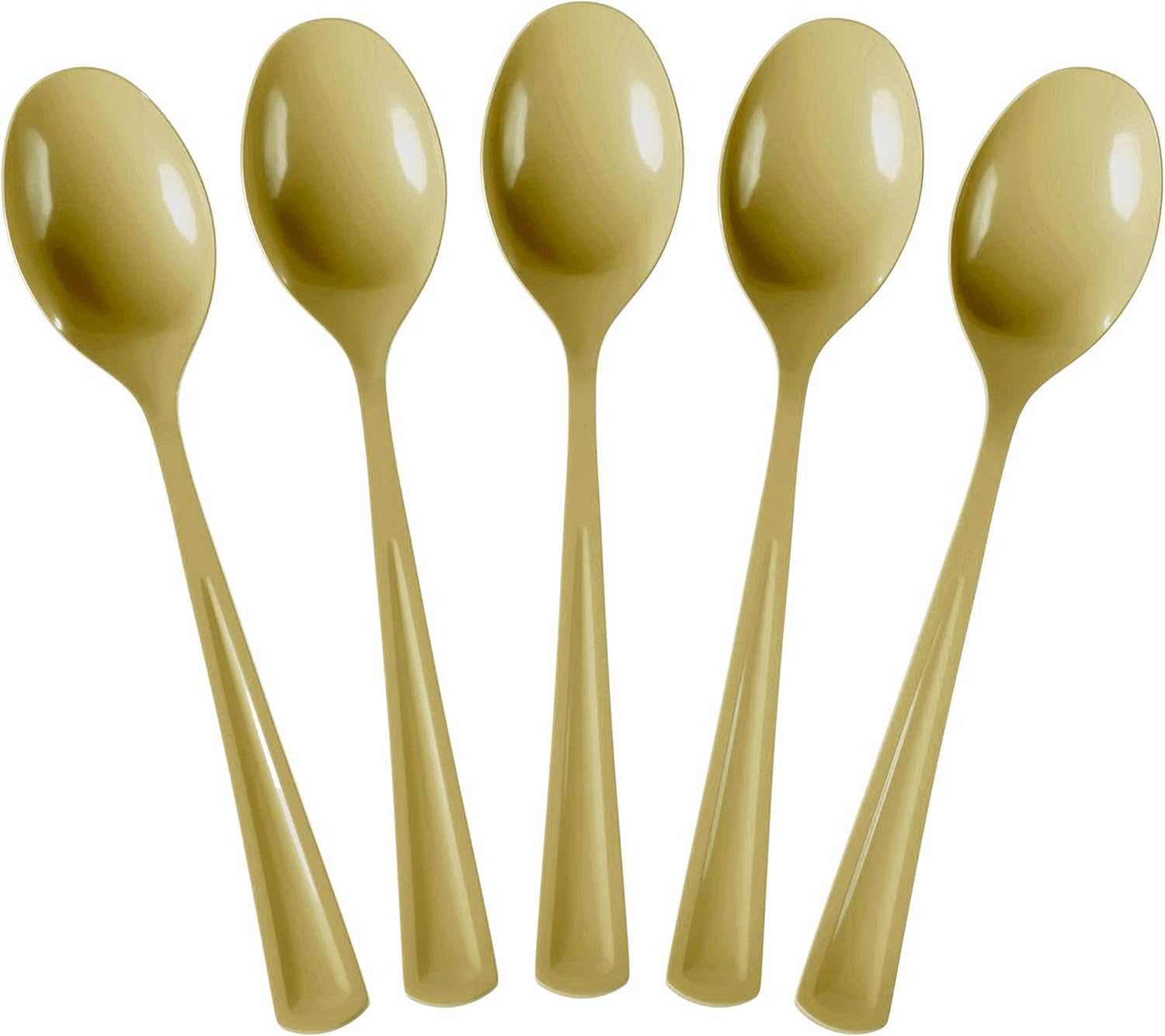 Cucharas desechables de plástico dorado, 100 piezas, cubiertos desechables de plástico dorado resistente, cubiertos desechables dorados, cubiertos
