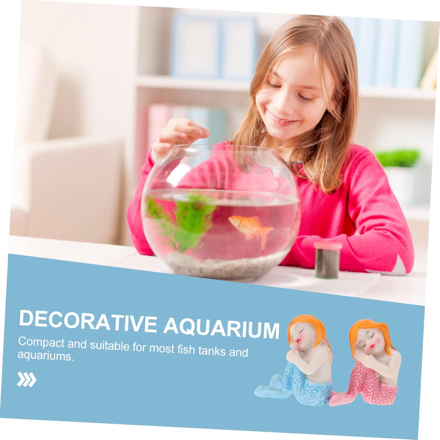 DECHOUS Mini muñecas de bebé, decoración de césped, 2 piezas de sirena, manualidades, resina, sala de juguetes, escritorio, estatua de sirena,