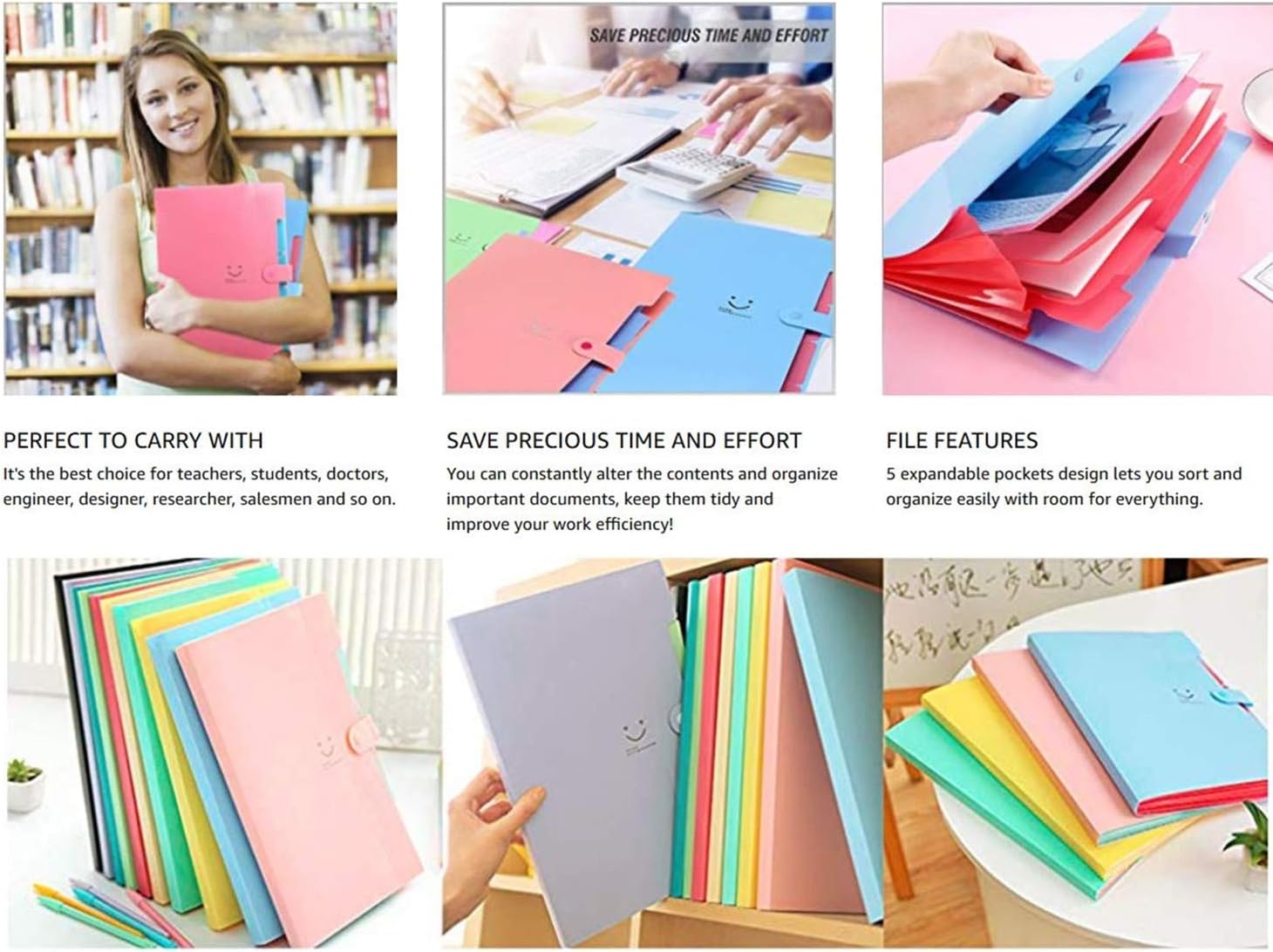 1 unidad multiusos de plástico de varios pisos A4 de papel expandible para carpetas de archivos, organizador de documentos de acordeón y 168
