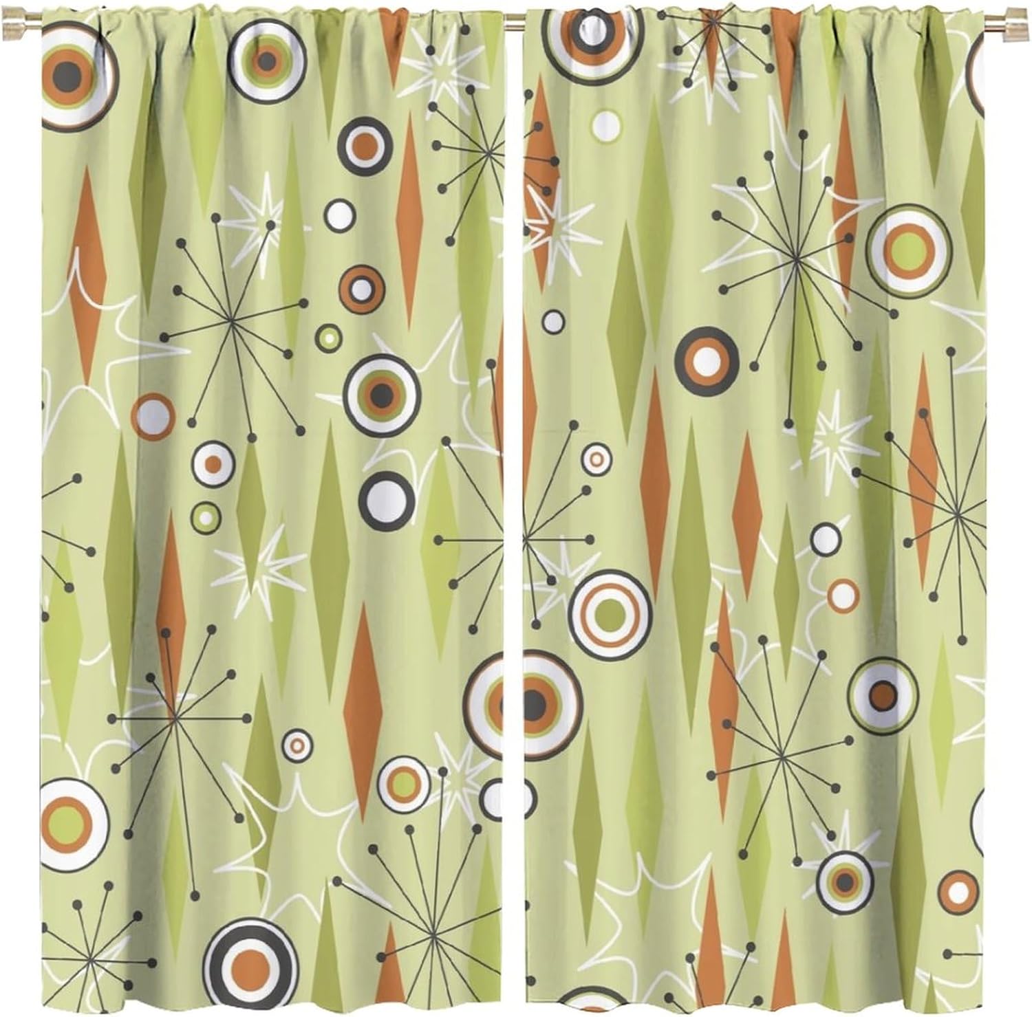 JESTRONRY Cortinas de mediados de siglo, estilo vintage de los años 50, diseño atómico retro moderno, con bolsillo para barra, cortinas opacas para