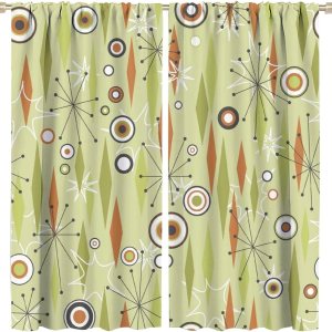 JESTRONRY Cortinas de mediados de siglo, estilo vintage de los años 50, diseño atómico retro moderno, con bolsillo para barra, cortinas opacas para JESTRONRY Cortinas de mediados de siglo, estilo vintage de los años 50, diseño atómico retro moderno, con bolsillo para barra, cortinas opacas para