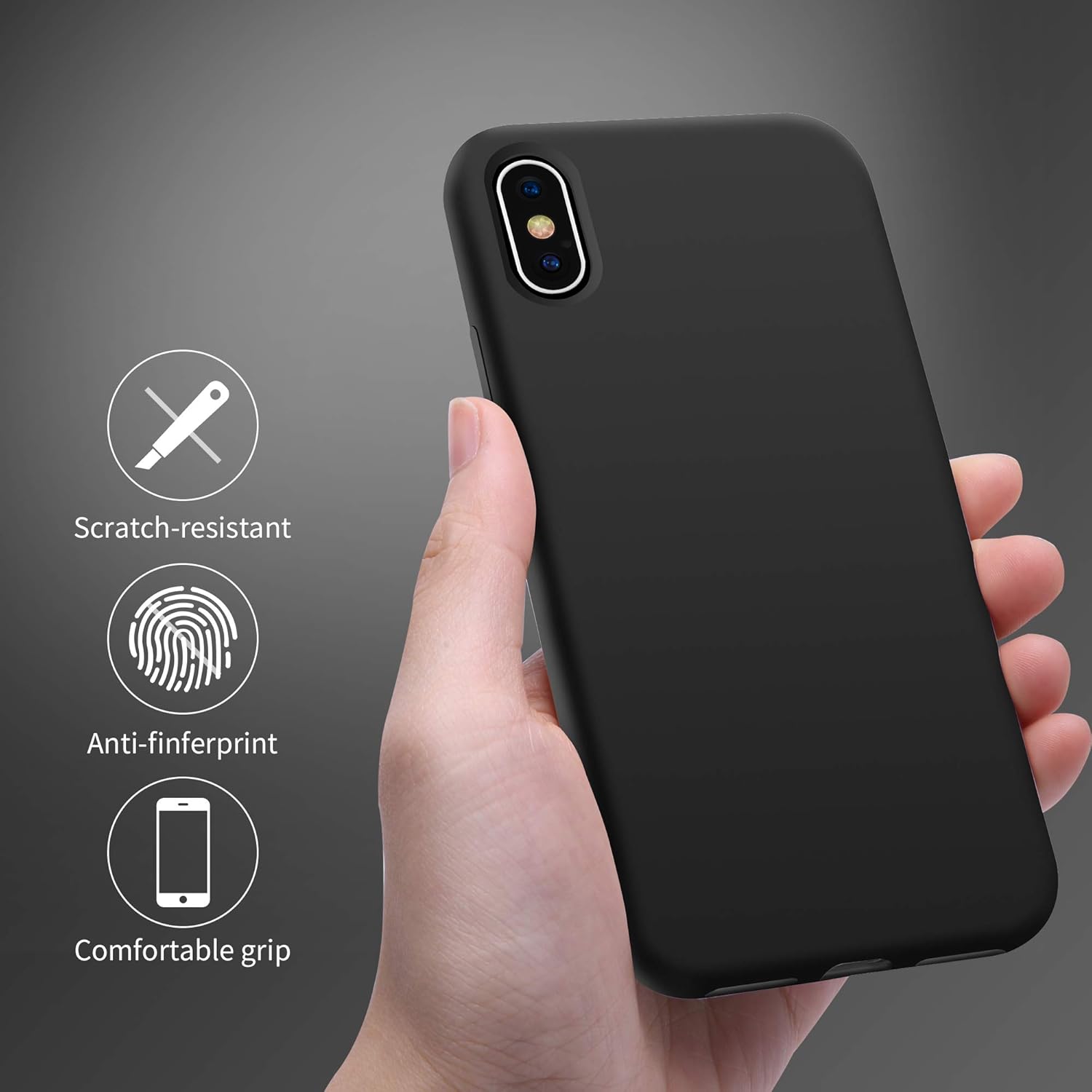 OTOFLY Funda para iPhone X, serie sedosa y suave al tacto, funda protectora de goma de silicona suave de alta calidad, compatible con Apple iPhone X