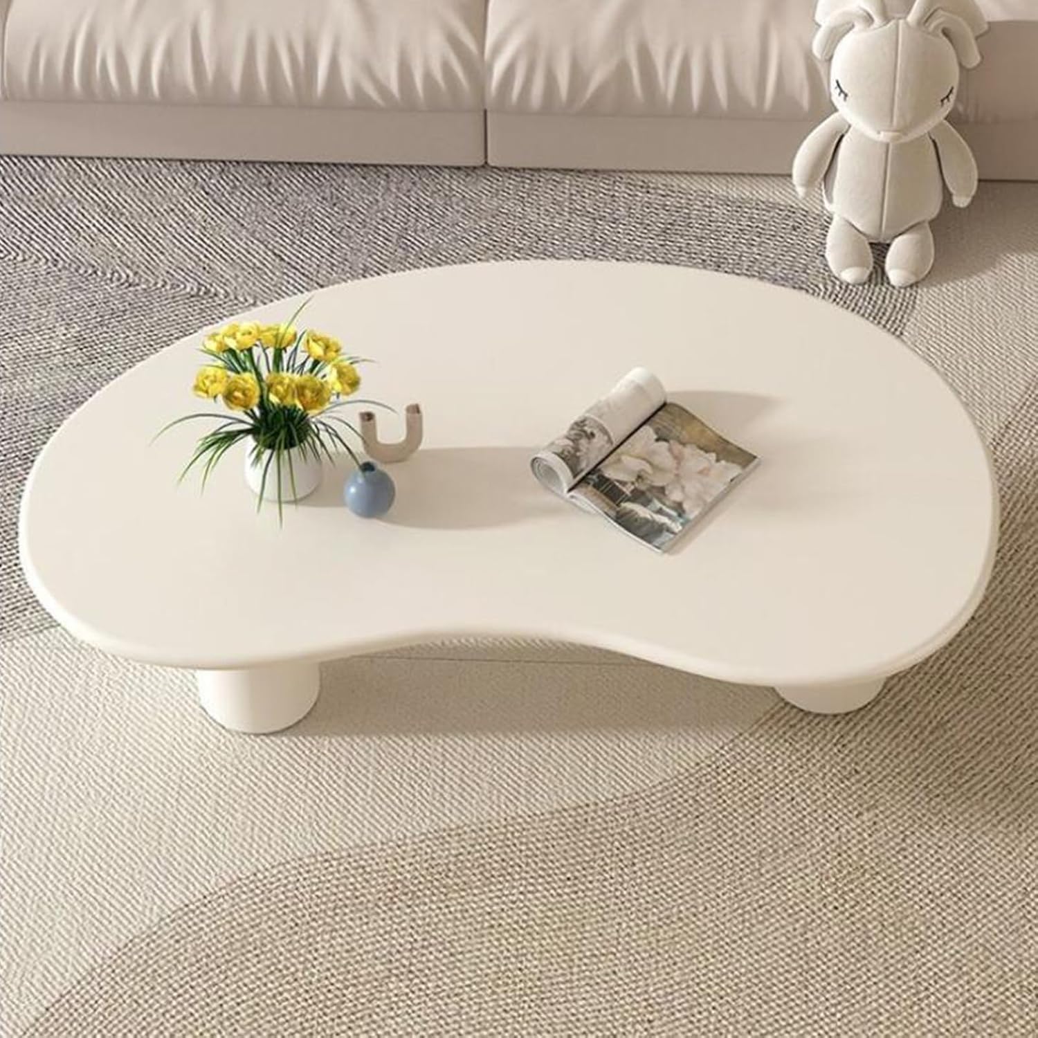 Mesa auxiliar irregular de dibujos animados multifunción, bonita mesa auxiliar blanca para interiores, decoración moderna y minimalista para