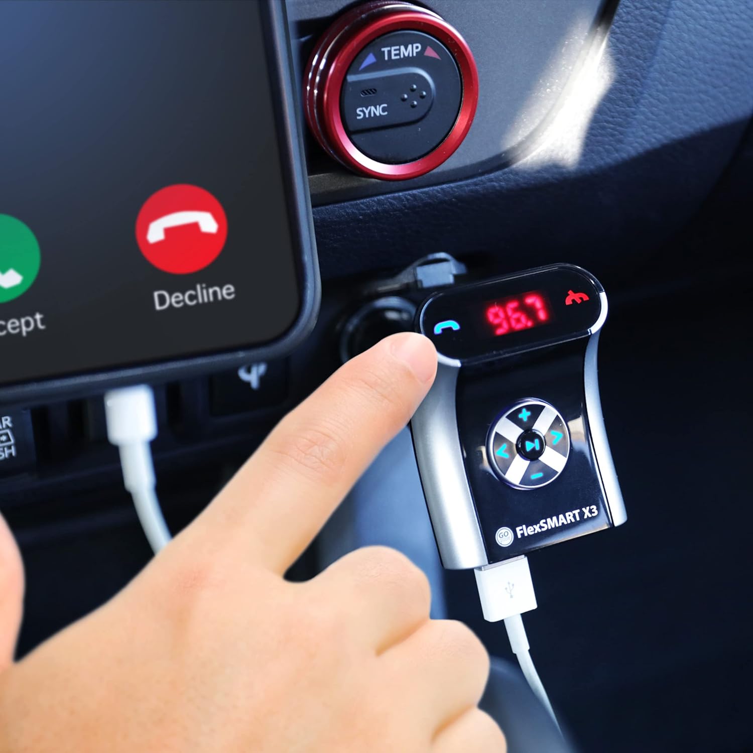 GOgroove FlexSMART X3 transmisor FM por bluetooth con manos libres, Plateado