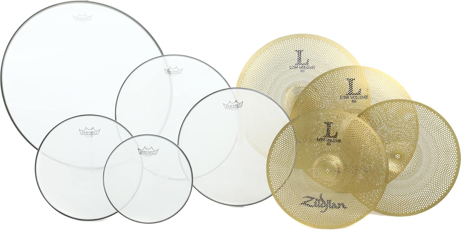 Zildjian Quiet Pack – Paquete de accesorios de bajo volumen – L80 platillos Remo Silentstroke Heads
