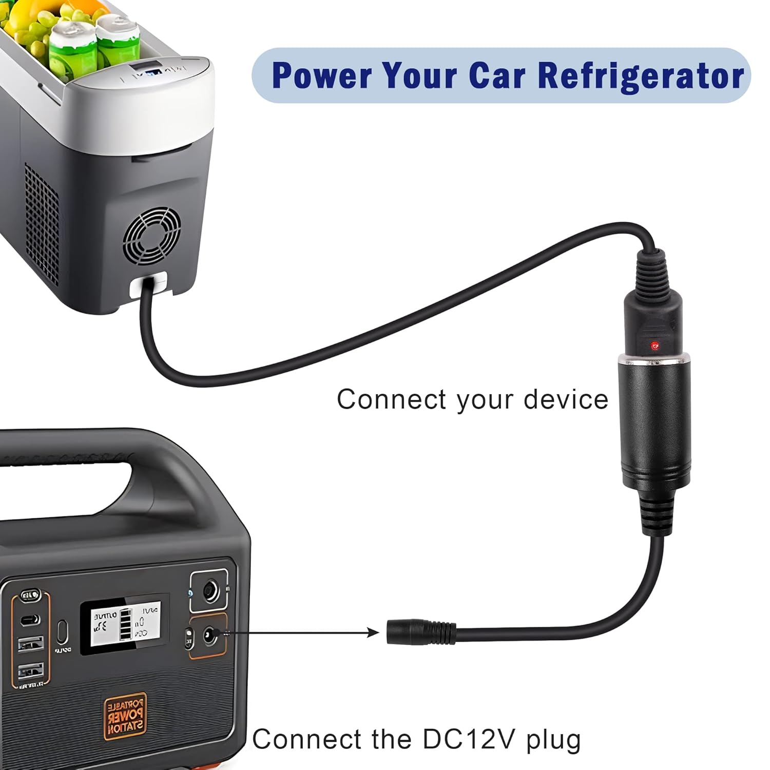 PNGKNYOCN DC7909 – Cable de alimentación para encendedor de cigarrillos, 14 AWG CC de 0.315 in hembra a encendedor de cigarrillos de automóvil,