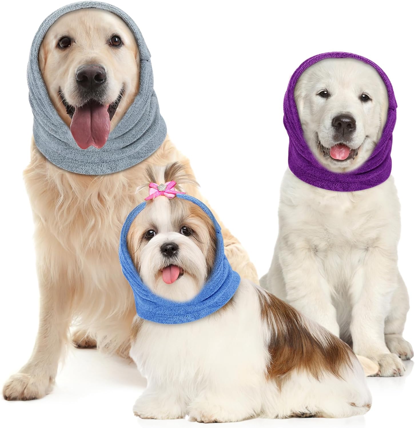 3 fundas para orejas de perro para baño, orejeras de perro, protección contra el ruido, envoltura gruesa para la cabeza de perro, 3 tamaños, orejas