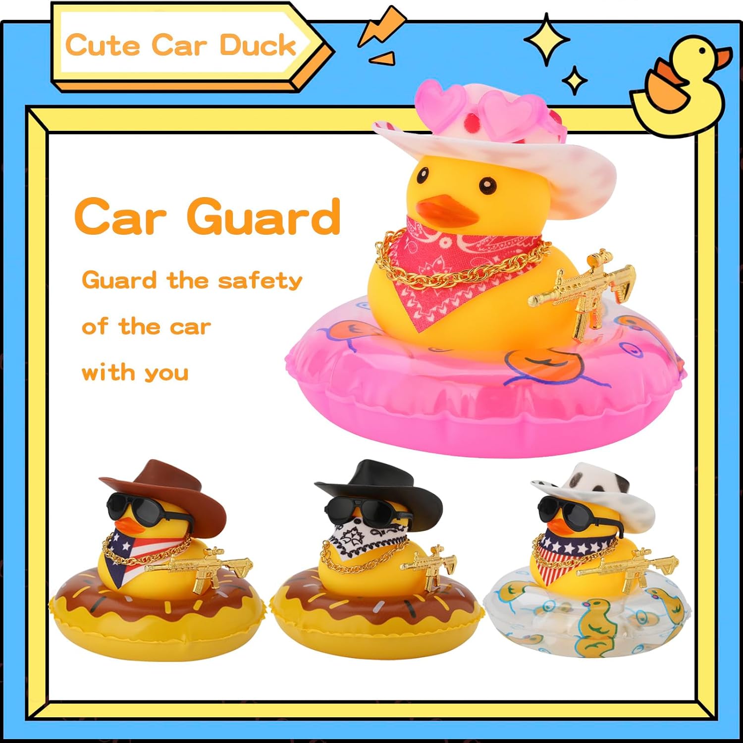 Patos para automóviles pato de goma para tablero de automóvil, decoración de tablero de automóvil, pato amarillo, patos chirriantes, accesorios de